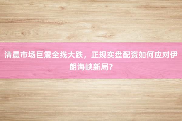 清晨市场巨震全线大跌，正规实盘配资如何应对伊朗海峡新局？
