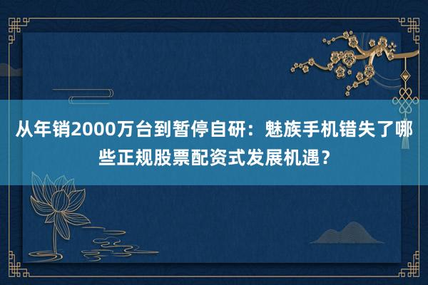 从年销2000万台到暂停自研：魅族手机错失了哪些正规股票配资式发展机遇？