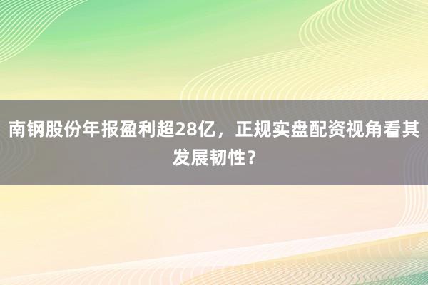 南钢股份年报盈利超28亿，正规实盘配资视角看其发展韧性？