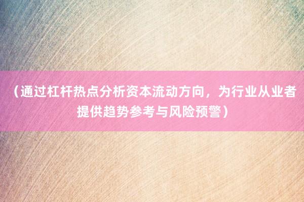 （通过杠杆热点分析资本流动方向，为行业从业者提供趋势参考与风险预警）