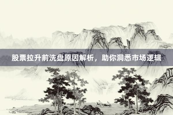 股票拉升前洗盘原因解析,助你洞悉市场逻辑