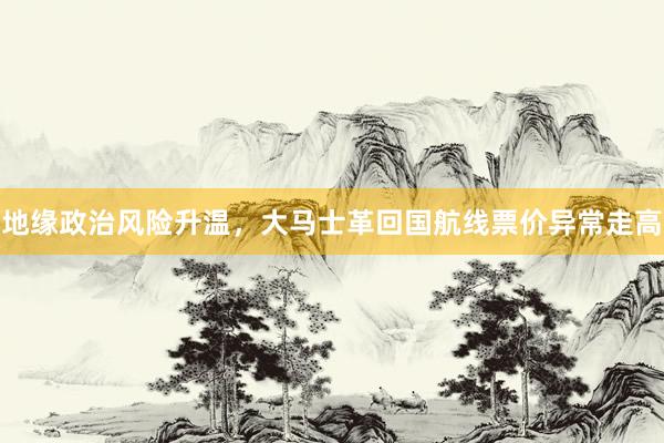 地缘政治风险升温,大马士革回国航线票价异常走高