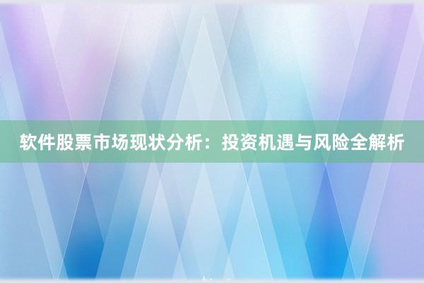 软件股票市场现状分析：投资机遇与风险全解析