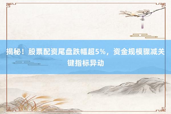 揭秘!股票配资尾盘跌幅超5%,资金规模骤减关键指标异动