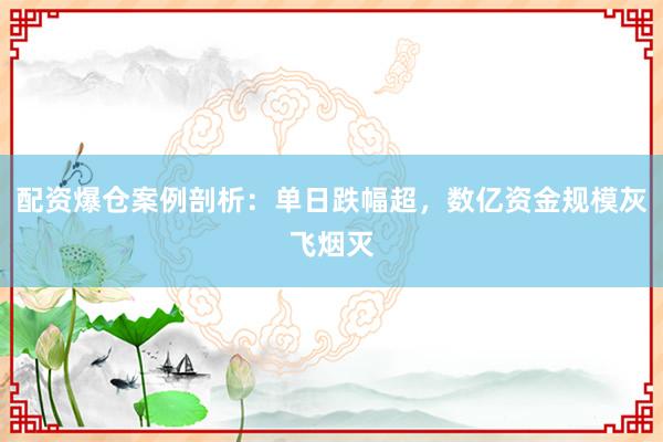配资爆仓案例剖析:单日跌幅超,数亿资金规模灰飞烟灭