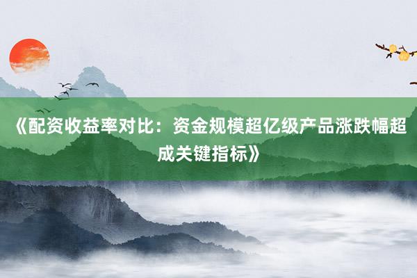 《配资收益率对比:资金规模超亿级产品涨跌幅超成关键指标》