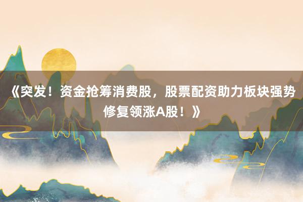 《突发！资金抢筹消费股，股票配资助力板块强势修复领涨A股！》