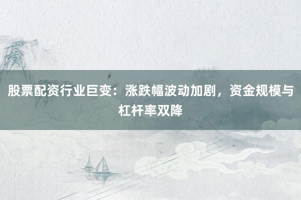 股票配资行业巨变：涨跌幅波动加剧，资金规模与杠杆率双降