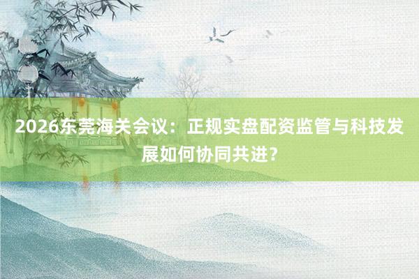 2026东莞海关会议：正规实盘配资监管与科技发展如何协同共进？