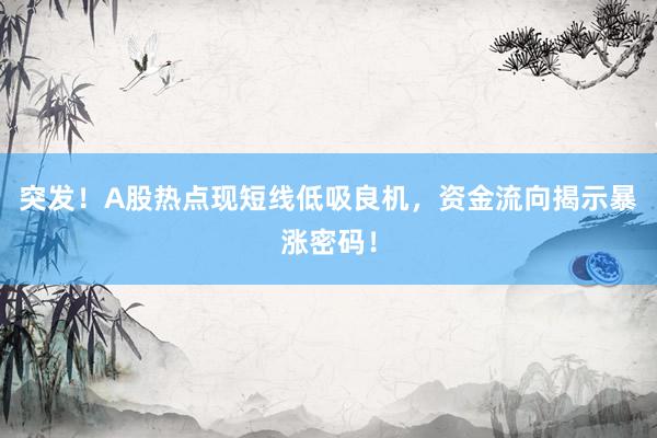 突发！A股热点现短线低吸良机，资金流向揭示暴涨密码！