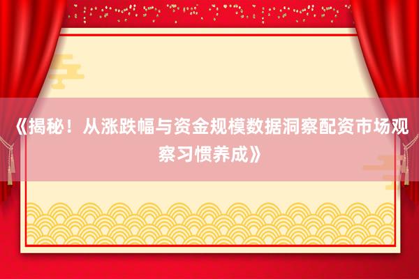 《揭秘！从涨跌幅与资金规模数据洞察配资市场观察习惯养成》