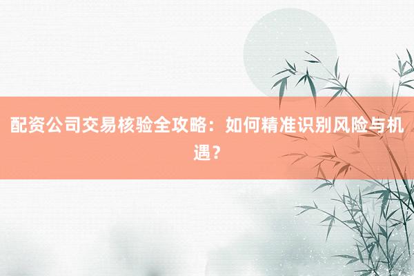 配资公司交易核验全攻略：如何精准识别风险与机遇？