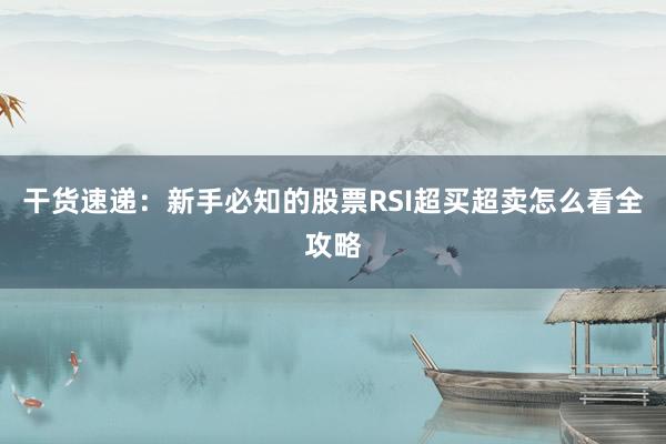 干货速递:新手必知的股票RSI超买超卖怎么看全攻略