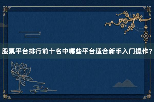 股票平台排行前十名中哪些平台适合新手入门操作？