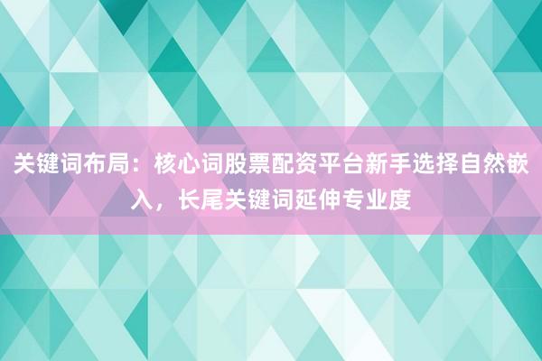 关键词布局:核心词股票配资平台新手选择自然嵌入,长尾关键词延伸专业度