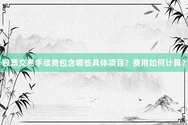 股票交易手续费包含哪些具体项目?费用如何计算?